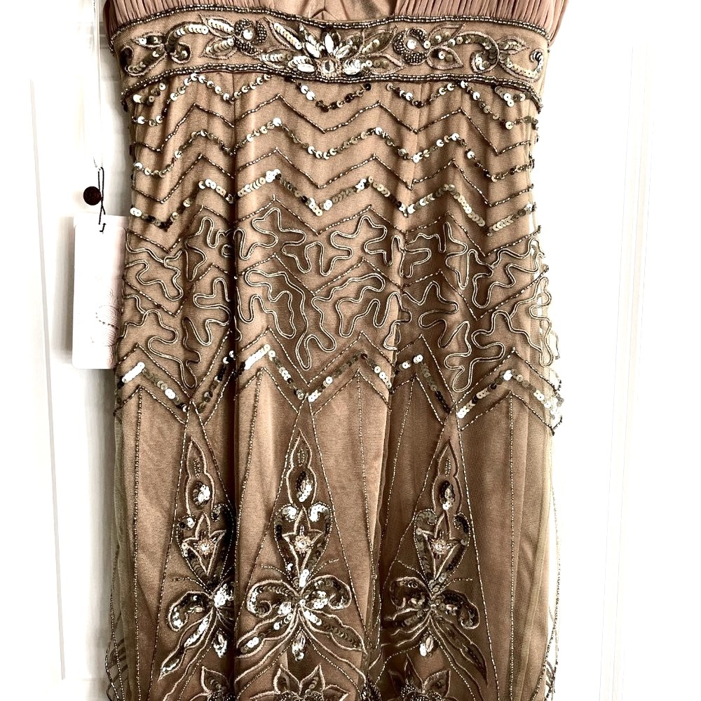 Sue Wong Cocktail Dress - Size 6 - Color deep rose/tan/brown - Picture 6 of 8